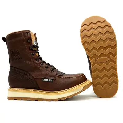 Silver Bull Composite Toe Moc Toe Work Boot Slip Resistant Goodyear Welt Leather Footwear Mid-Calf Brown Shoe SB-1568 Comfo...