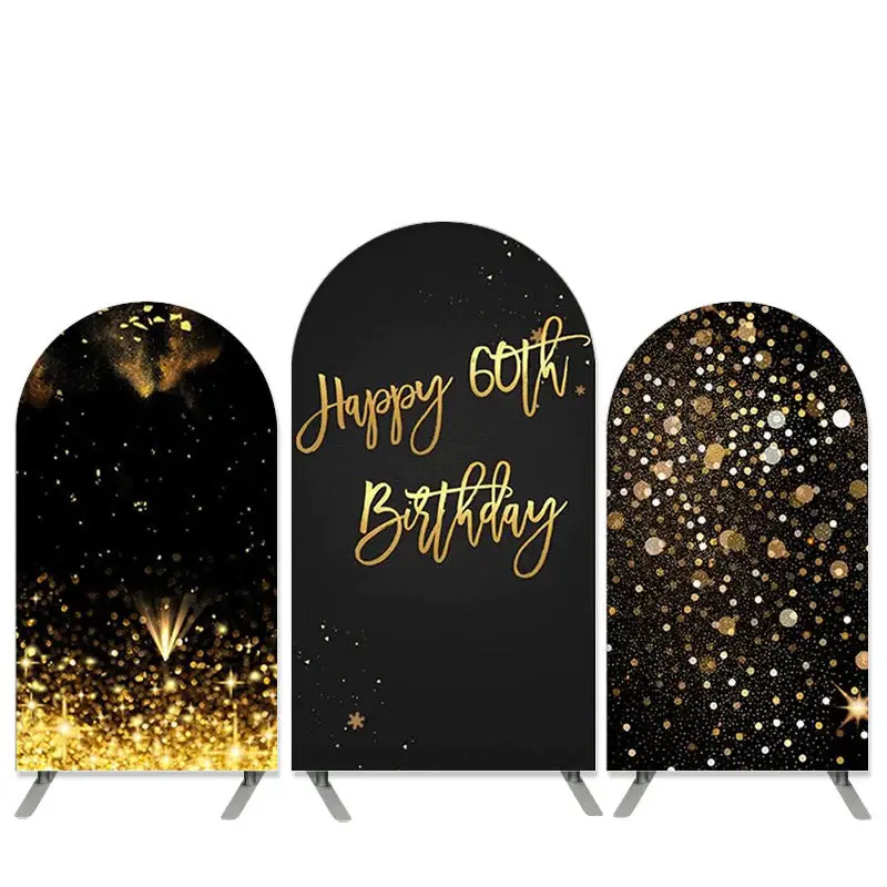 Aperturee Gold Bokeh Glitter Theme 60Th Birthday Arch Backdrop Kit | Diy Round Arch Backdrop | Chiara Arch Backdrop Diy | Cir...