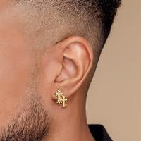 FESKIVE Gold Double Cross Stud Earrings for Women and Men 14k Gold Plated Small Pave CZ Dangling Hypoallergenic Lightweight A...