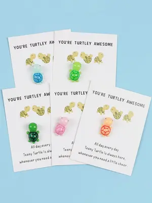 Cute Turtle Shape DIY Jewelry, 5 Counts Kawaii Mini Animal Decoration with Greeting Card, Creative Gift for Birthday Wedding ...
