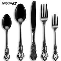 Vintage Utensils Set, 20/30pcs Stainless Steel Tableware Set, Including Knife, Fork & Spoon, Exquisite Silverware for Home Ki...