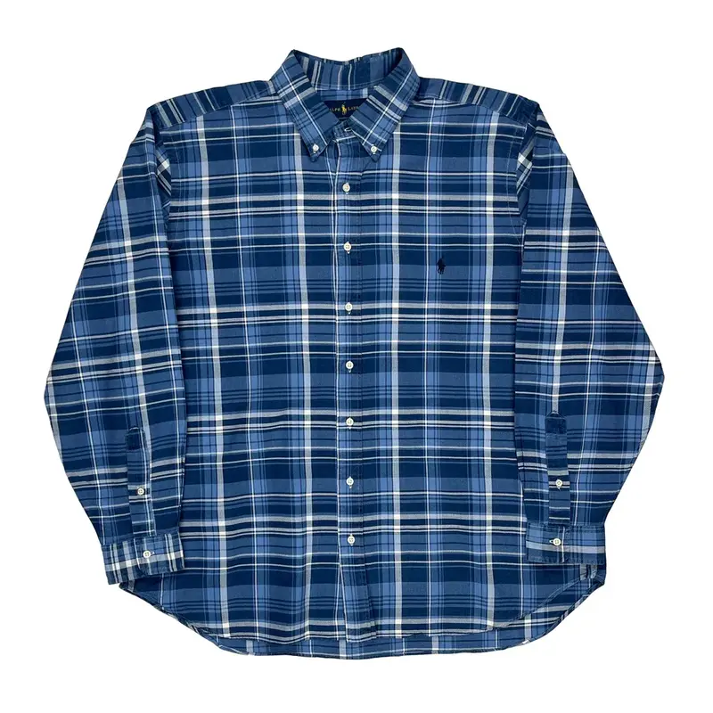 Ralph Lauren Checked Shirt - 2XL Blue Cotton