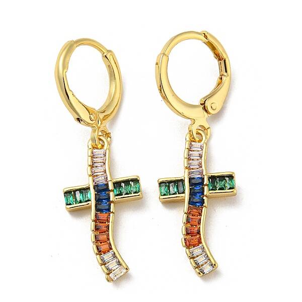 Real 18K Gold Plated Brass Dangle Leverback Earrings