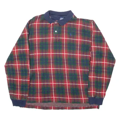 POLO RALPH LAUREN Mens Polo Shirt Red Check Long Sleeve XL