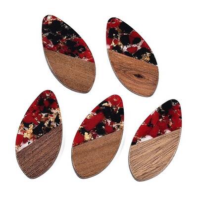 Transparent Resin and Walnut Wood Pendants