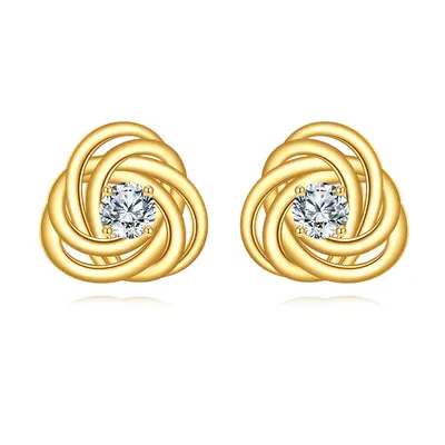 14K Gold 2.5mm Moissanite Celtic Spiral Knot Stud Earrings
