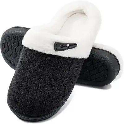 Cozy Fuzzy Slippers - Warm Closed-Toe Soft Sole Comfort Shoes - Plush Home Slippers with Fuzzy Lining for Cold Weather Women ...