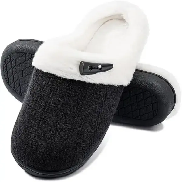 Cozy Fuzzy Slippers - Warm Closed-Toe Soft Sole Comfort Shoes - Plush Home Slippers with Fuzzy Lining for Cold Weather Women ...