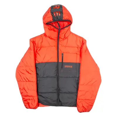 ADIDAS Mens Puffer Jacket Red Hooded M