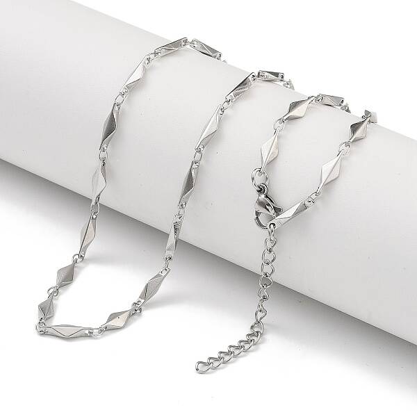 304 Stainless Steel Rhombus Link Necklaces