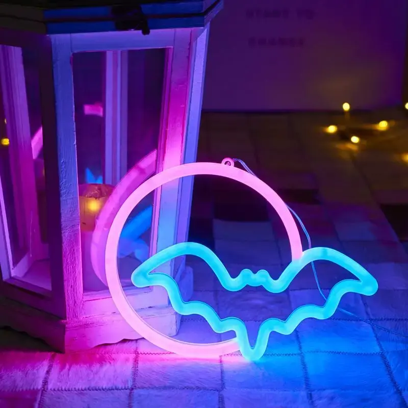 LED Moon Bat Design Neon Light, Creative Fashionable LED Neon Light Sign, Decorative Neon Sign For Party Home Decoration