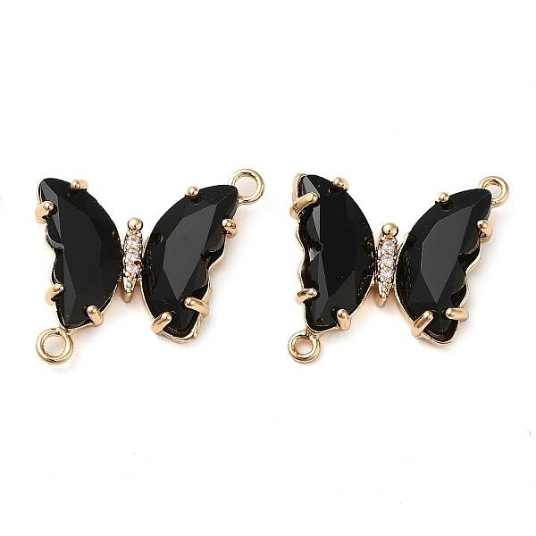 Brass Pave Faceted Glass Connector Charms