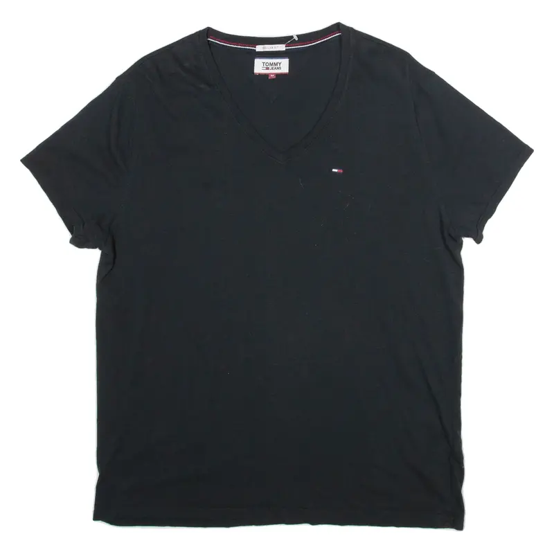 TOMMY JEANS Regular Fit Mens T-Shirt Black V-Neck M