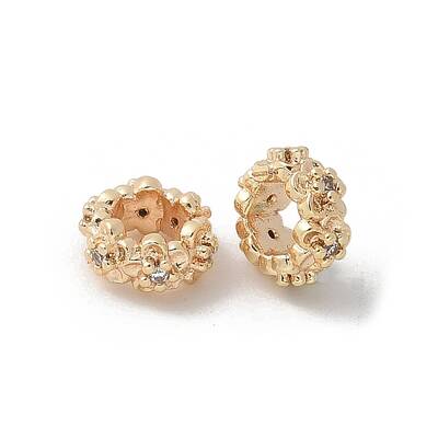 Brass Micro Pave Cubic Zirconia Daisy Spacer Beads