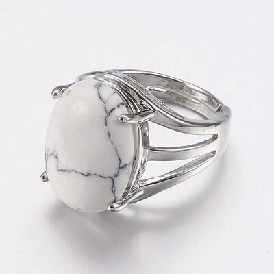 Natural Howlite Wide Band Finger Rings