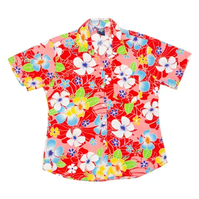 Girls Hawaiian Shirt Pink Floral L