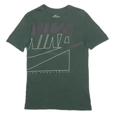 NIKE Athletic Cut Mens T-Shirt Green Crewneck S