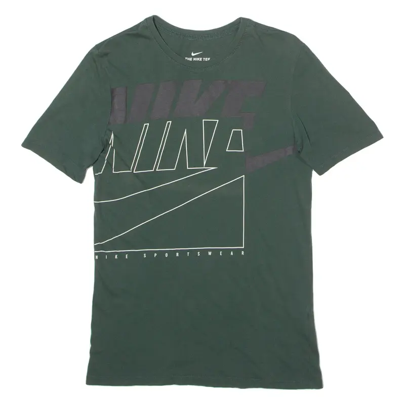 NIKE Athletic Cut Mens T-Shirt Green Crewneck S