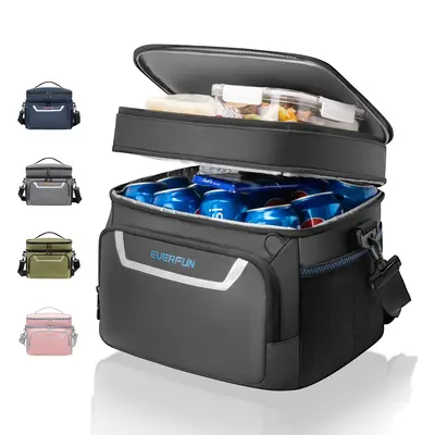 EVERFUN Medium Cooler Bag  Lunch Bag for Men 24 Can Black Suitable for picnics, parties, music festivals Insulated Lunch Bag ...
