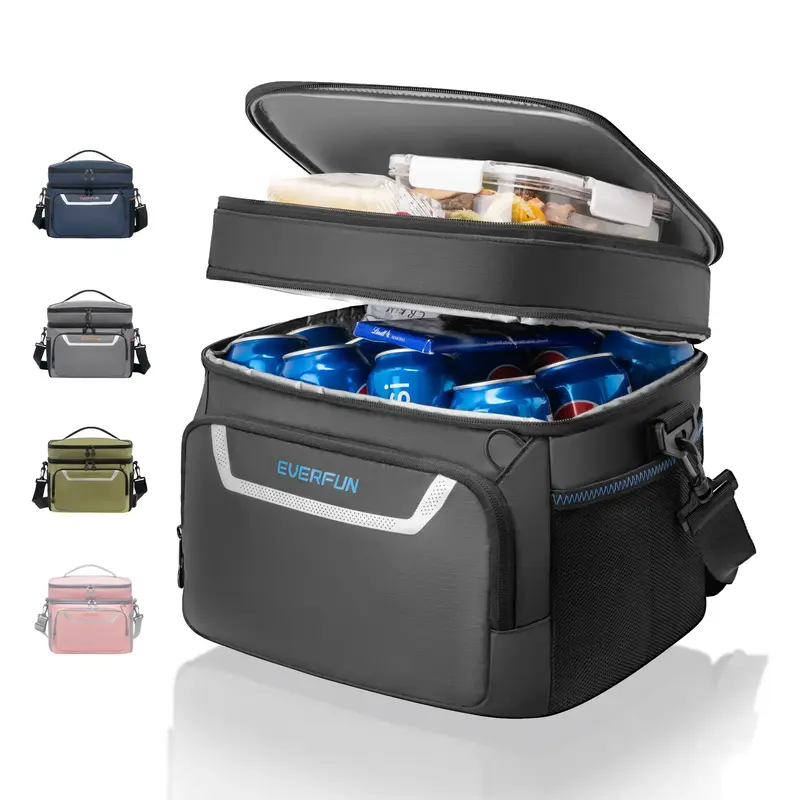 EVERFUN Medium Cooler Bag  Lunch Bag for Men 24 Can Black Suitable for picnics, parties, music festivals Insulated Lunch Bag ...