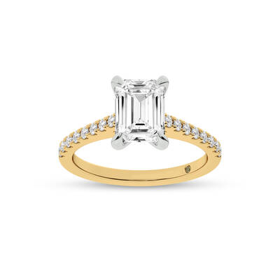 Destiny Half Coverage Emerald Cut Lab Diamond Engagement Ring | 10K Yellow Gold 4 3/8 CT. TW.