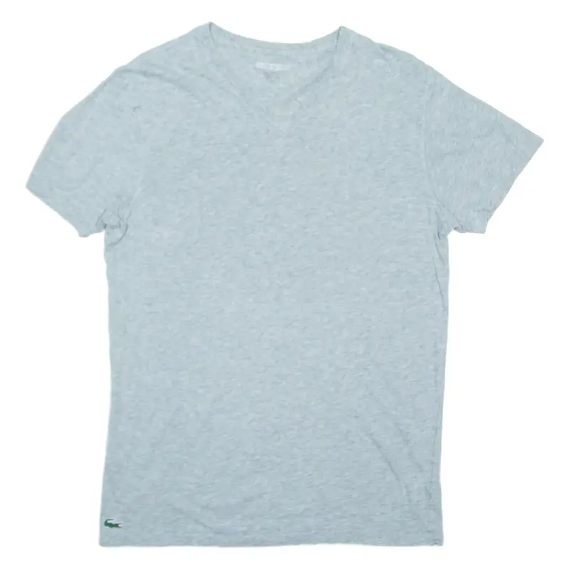 LACOSTE Mens T-Shirt Grey V-Neck M