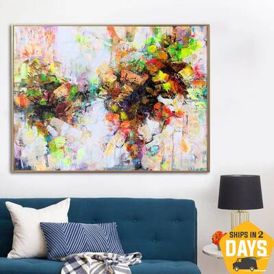 Extra Large Green Paintings On Canvas Contemporary Acrylic Oil Painting Textured Hand Painted Art | GREEN PATTERN 47.63"...