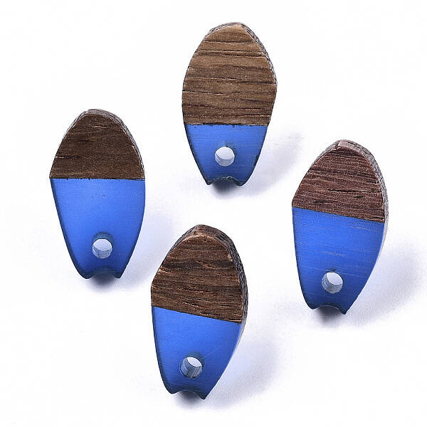 Transparent Resin & Walnut Wood Stud Earring Findings