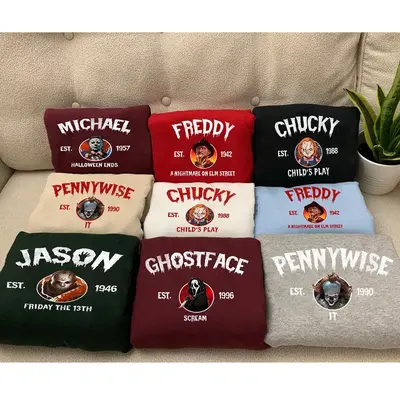 Vintage Halloween Characters Sweatshirt, Halloween Movie Fan Gift, Characters Movie Crewneck, Fall Season