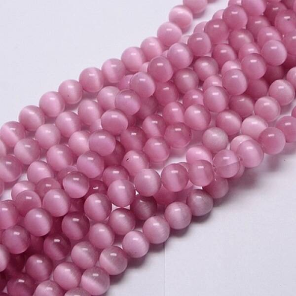 Pink Color Cat Eye Round Beads
