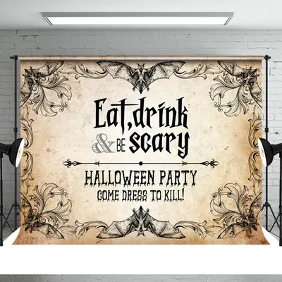 Eat Drink And Be Scary Halloween Party Holiday Backdrop - Aperturee