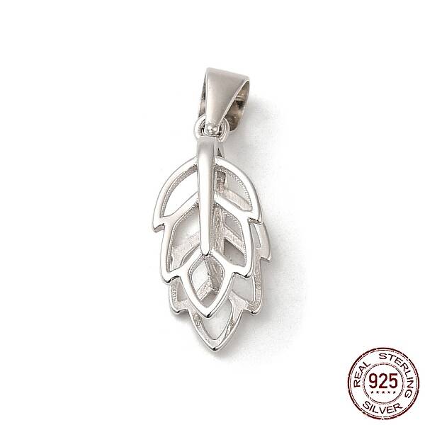 Rhodium Plated Rack Plating 925 Sterling Silver Ice Pick Pinch Bails