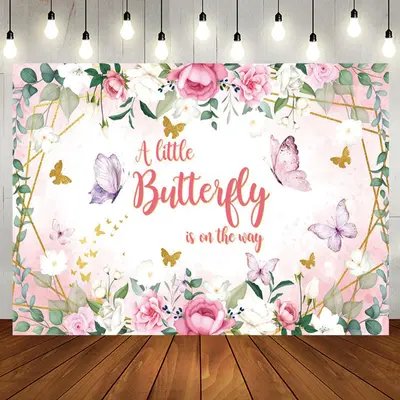 A Little Butterfly On The Way Baby Shower Backdrop - Aperturee