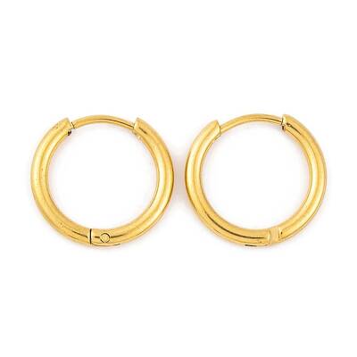 Ion Plating(IP) Round Ring 304 Stainless Steel Hoop Earrings for Women