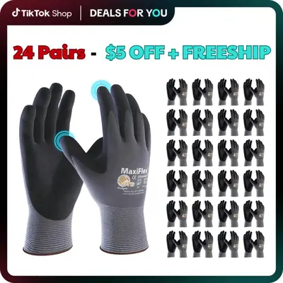 12 Pairs MaxiFlex Gloves | 12 Pares Guantes Para Trabajo - Guantes MaxiFlex | Work Gloves