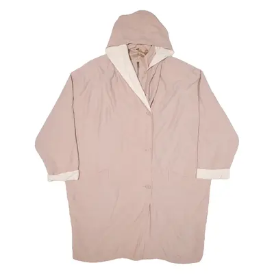 NEW FAST Womens Overcoat Coat Pink Linen Hooded L