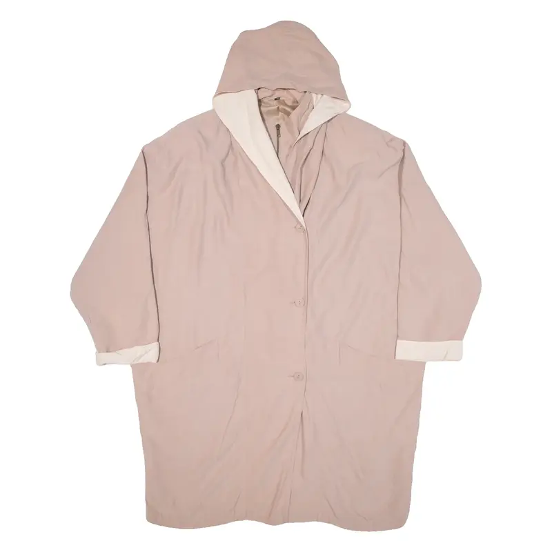NEW FAST Womens Overcoat Coat Pink Linen Hooded L