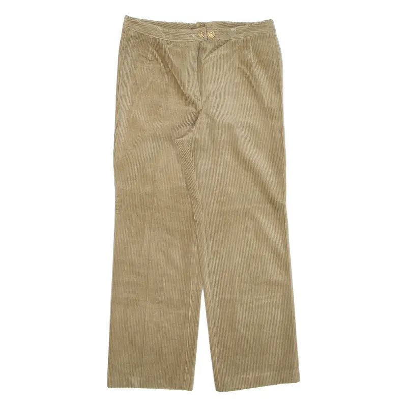 Womens Corduroy Trousers Beige Loose Straight W32 L28