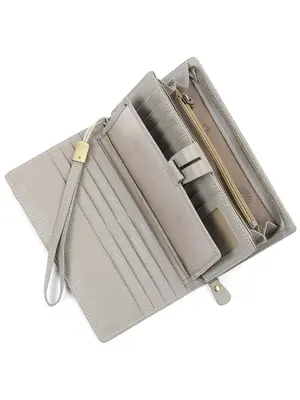 Genuine Leather Women's Solid Color RFID Blocking Long Wallet, Large Capacity Card Holder Organizer for Daily Use, Casual Tr...