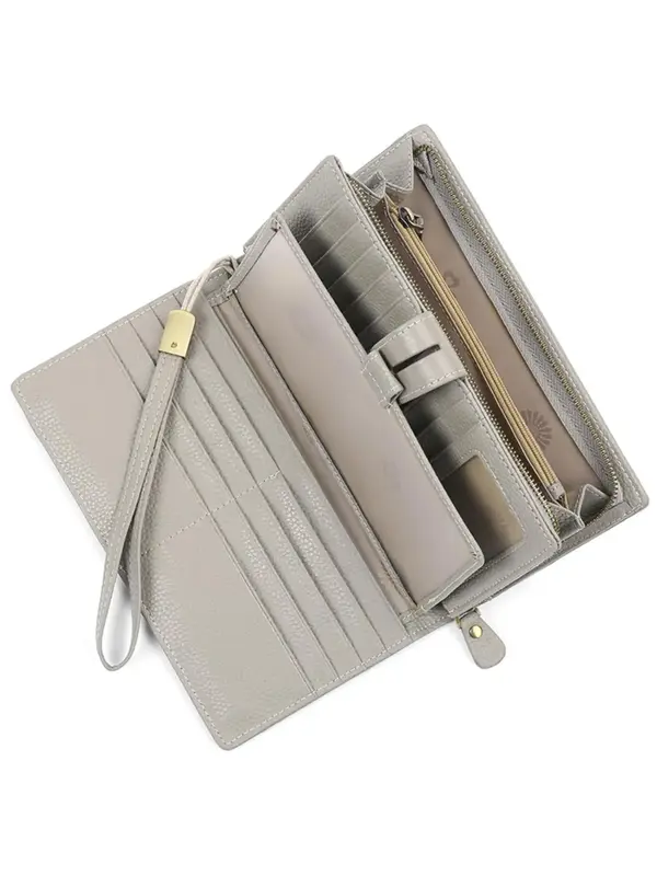 Genuine Leather Women's Solid Color RFID Blocking Long Wallet, Large Capacity Card Holder Organizer for Daily Use, Casual Tr...