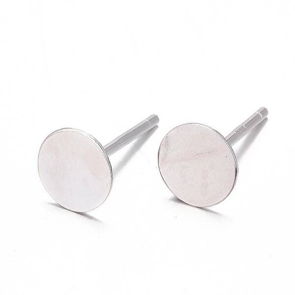 925 Sterling Silver Flat Pad  Stud Earring Findings