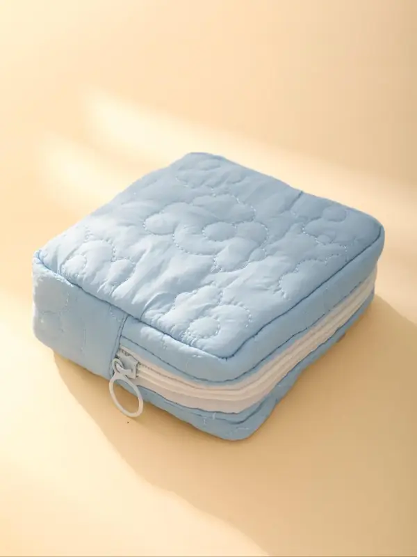 Cute Floral Quilted Design Mini Makeup Bag, Fashion Portable Travel Toiletry Cosmetic Storage Bag, Versatile Zipper Makeup Or...