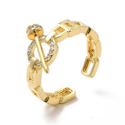Clear Cubic Zirconia Ring with Nail Open Cuff Ring