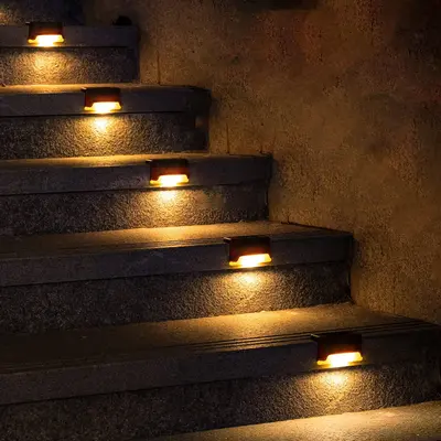 Solar Powered Outdoor Light, Outdoor Solar Step Light With Sticker & Screw, 8 Counts LED Solar Stair Light For Fence Step Sta...