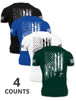 Men's Flag Print Round Neck Tee, Regular Fit Casual Short Sleeve Crew Neck T-Shirt for Summer, Men's Top for Daily Wear