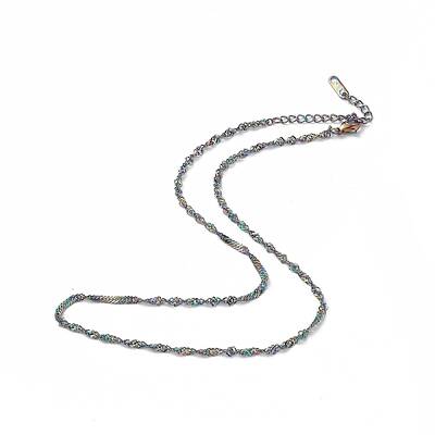 Ion Plating(IP) 304 Stainless Steel Singapore Chain Necklace for Men Women