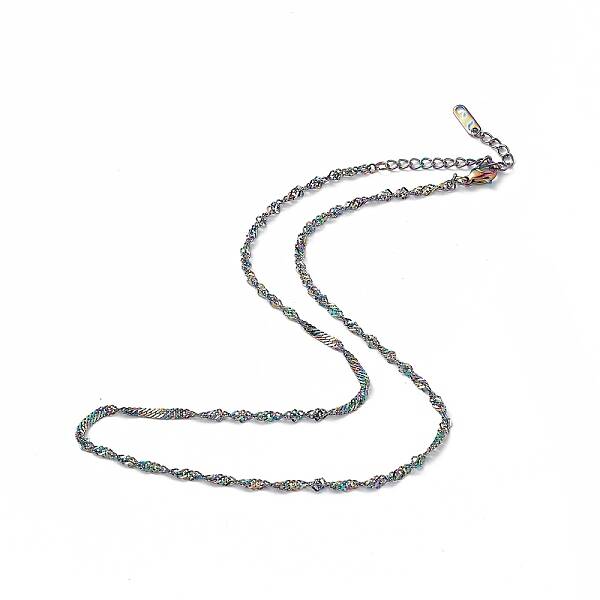Ion Plating(IP) 304 Stainless Steel Singapore Chain Necklace for Men Women
