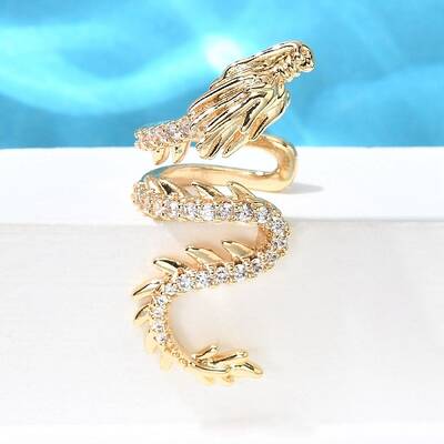 Brass Clear Cubic Zirconia Cuff Earrings