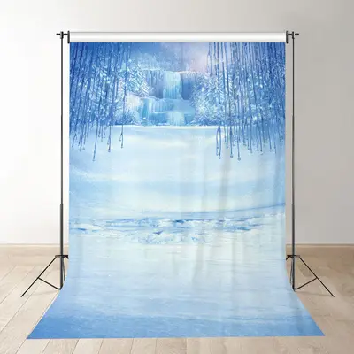 Aperturee Blue Frozen Waterfall Winter Photograph Backdrop