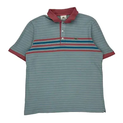 Lacoste Striped Polo Shirt - XL Blue Cotton